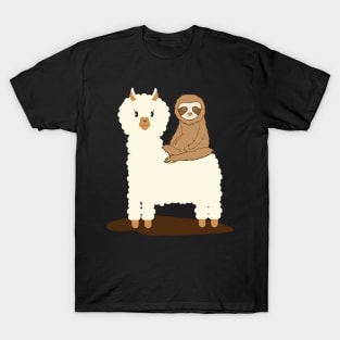 Sloth Riding Llama Funny T-Shirt